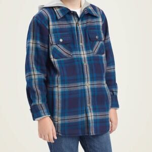 ARIAT Hannoch Jacket Maritime Blue Plaid Flannel Shirt Jacket Size 10/12